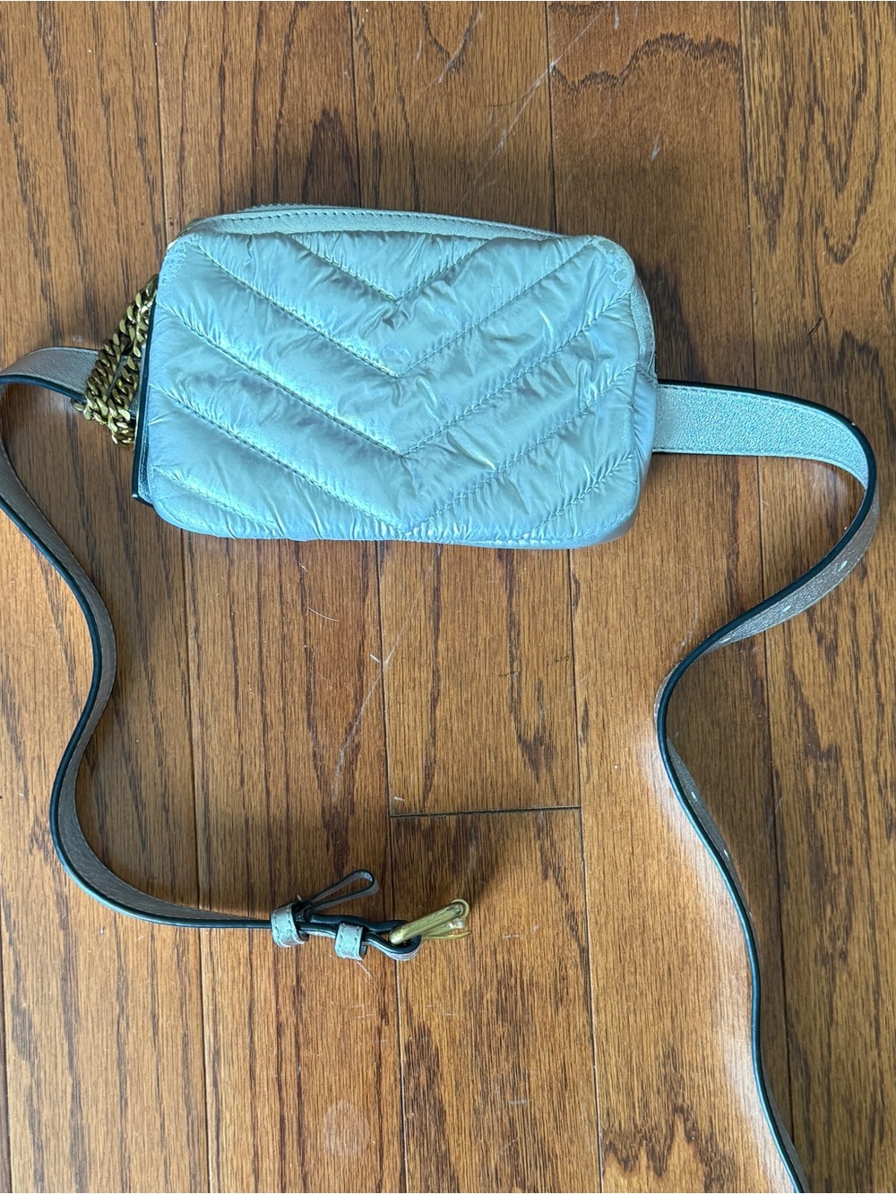 Mackage Silver Quilted Crossbody Waist Bag